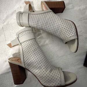 Sam Edelman White Perforated Heeled Boots